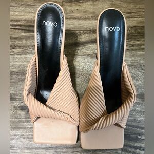 Nude Square Toe Heels